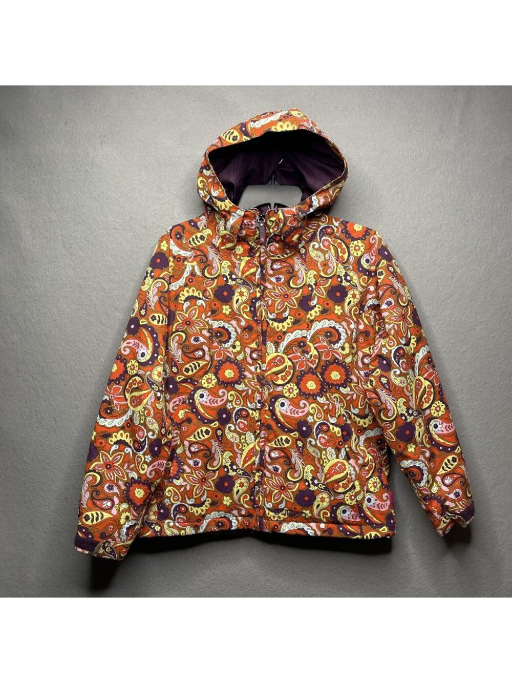Burton Girls XL Paisley Print Hooded Winter Jacket Multicolor Floral Pattern